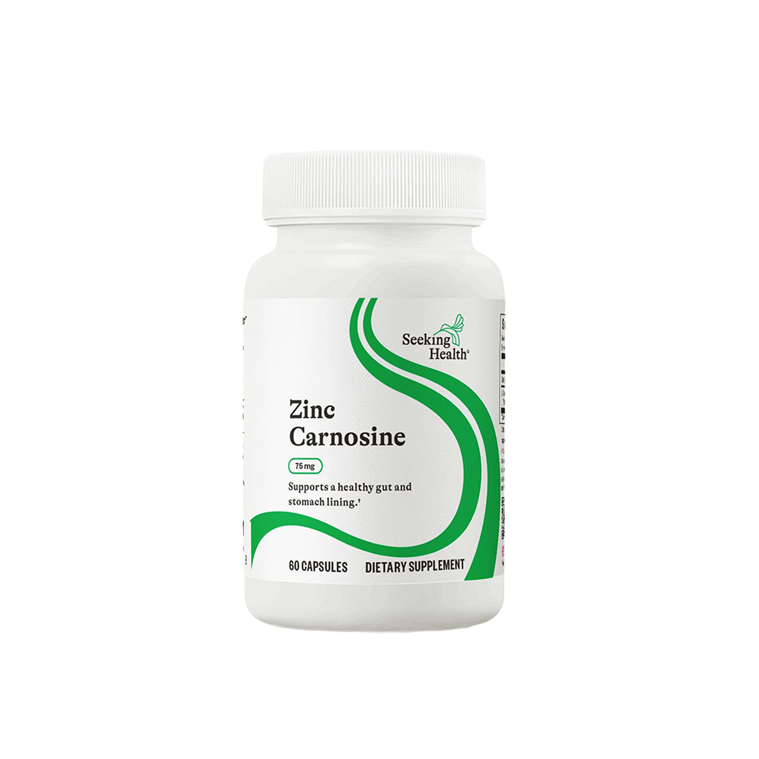 Seeking Health envase frontal de Zinc Carnosine mostrando claridad y confianza