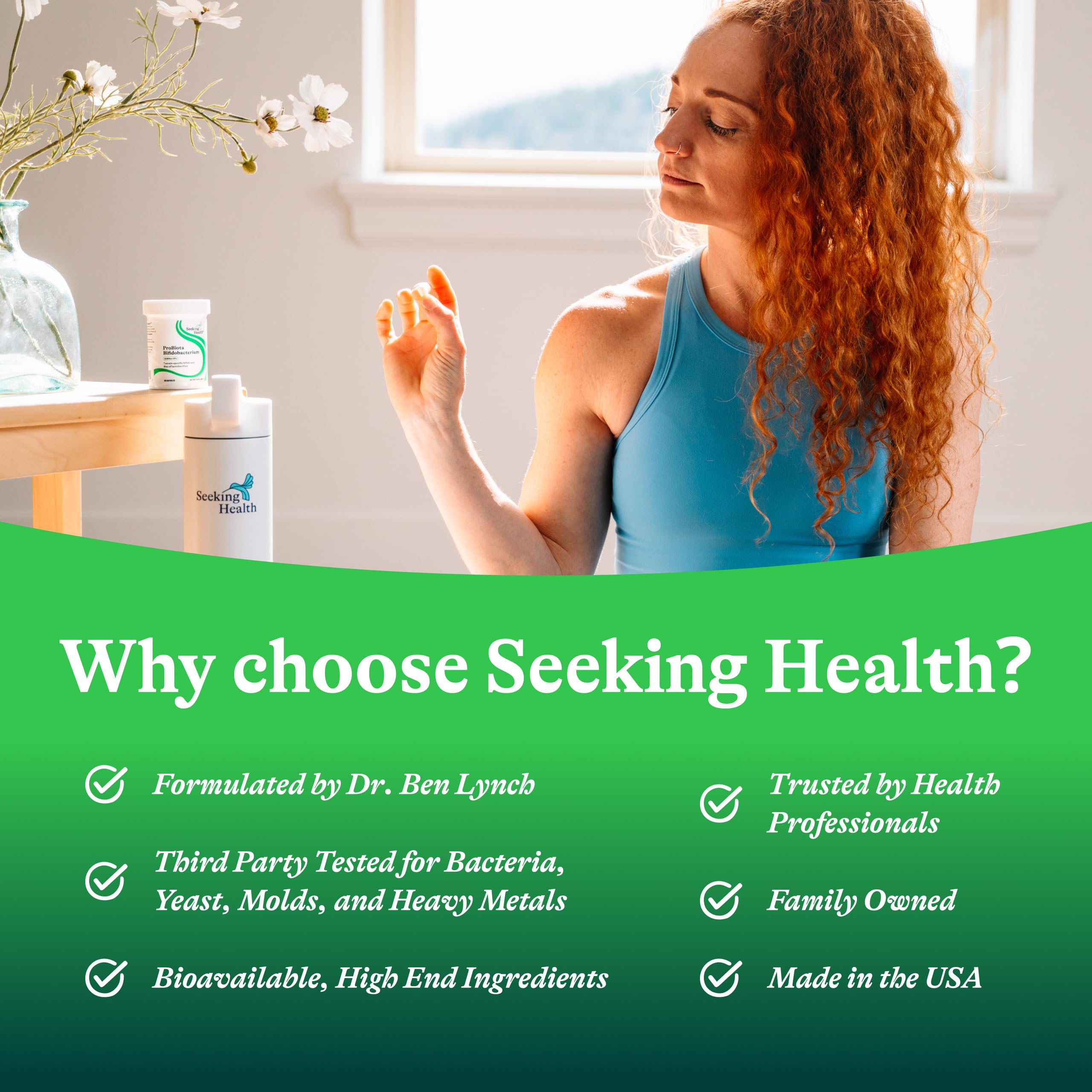 Seeking Health etiqueta con lista de cepas y beneficios claros