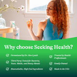 Seeking Health etiqueta con lista de cepas y beneficios claros