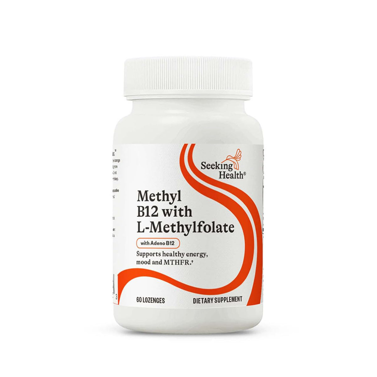 Seeking Health frasco frontal del empaque mostrando nombre y cantidad, claridad informativa