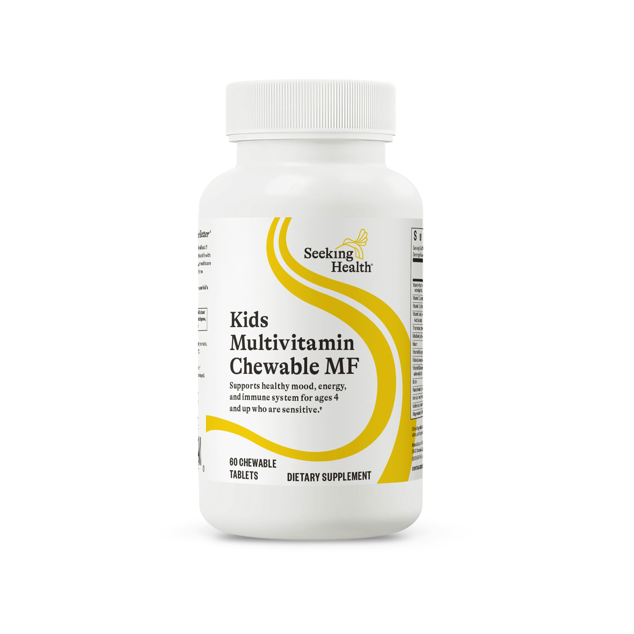 Seeking Health envase frontal mostrando multivitamínico infantil y beneficios