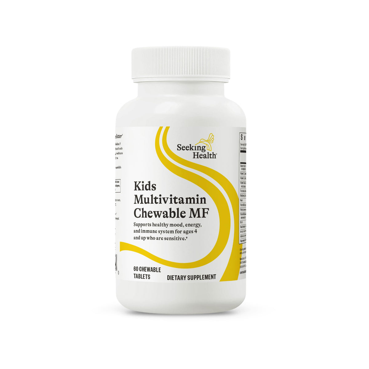 Seeking Health envase frontal mostrando multivitamínico infantil y beneficios