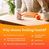 Seeking Health cápsula junto a moneda para comparar tamaño y facilidad de uso