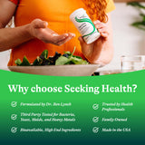 Seeking Health botella abierta mostrando el interior seguro y limpio