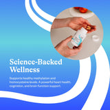 Seeking Health tamaño comparativo junto a moneda para referencia de escala