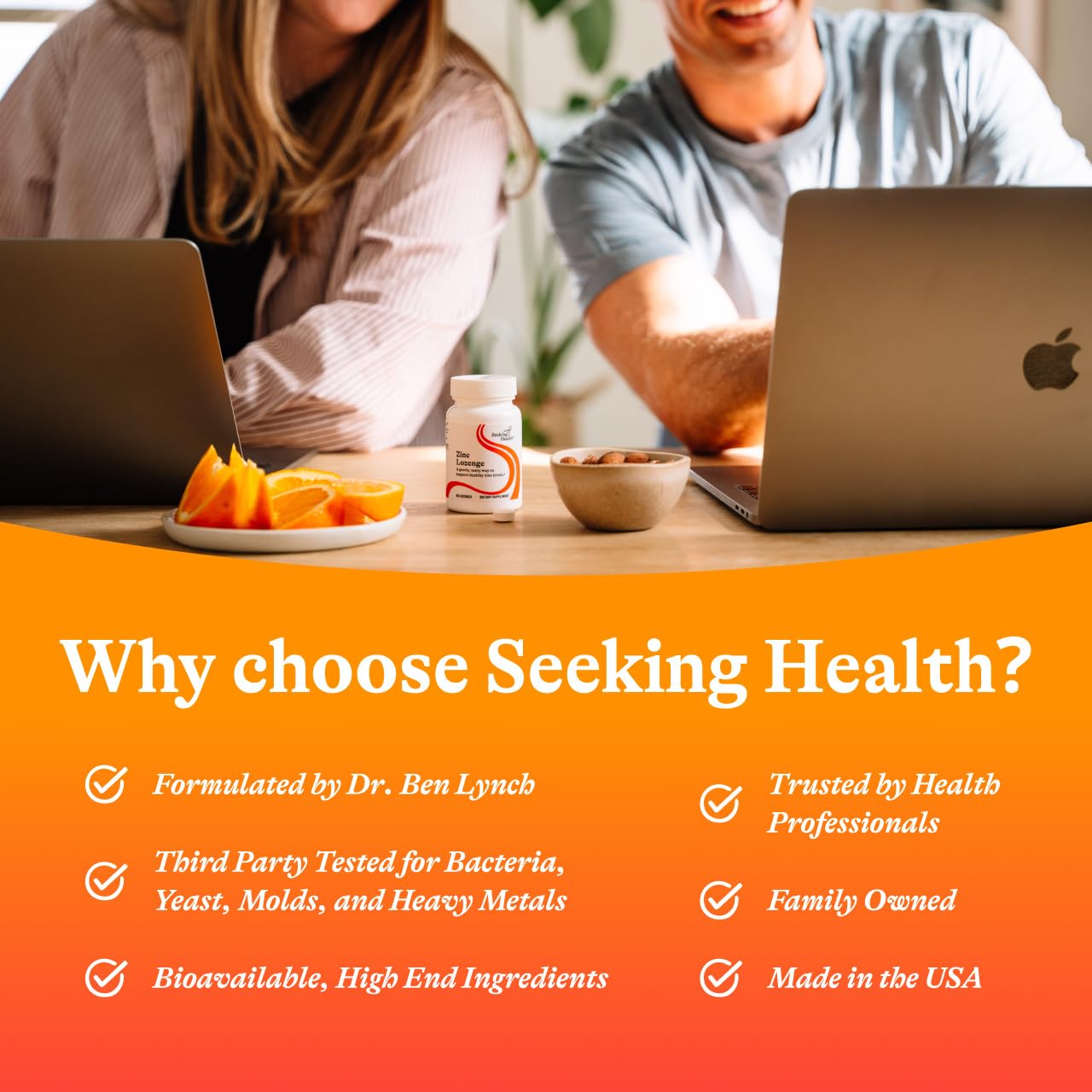 Etiqueta Seeking Health con lista de ingredientes y declaración de alérgenos clara