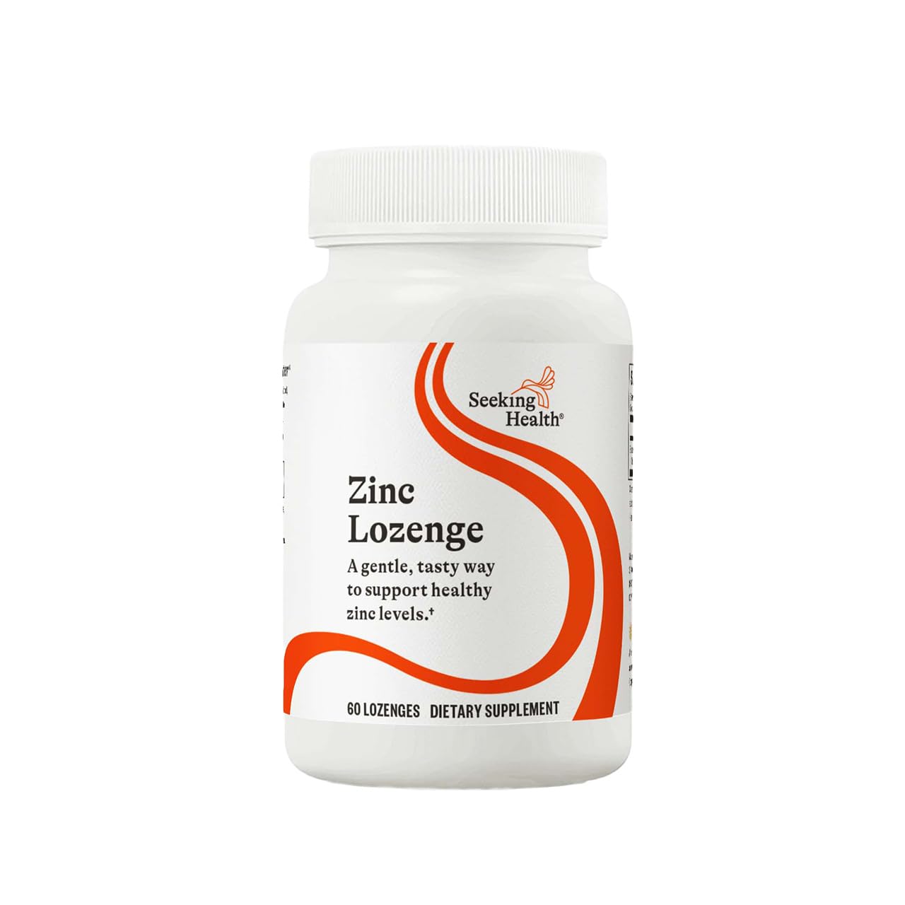 Seeking Health frasco frontal de pastillas de zinc bisglicinato, fácil identificación y confianza