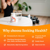 Seeking Health frasco abierto con 60 pastillas para duración del suministro