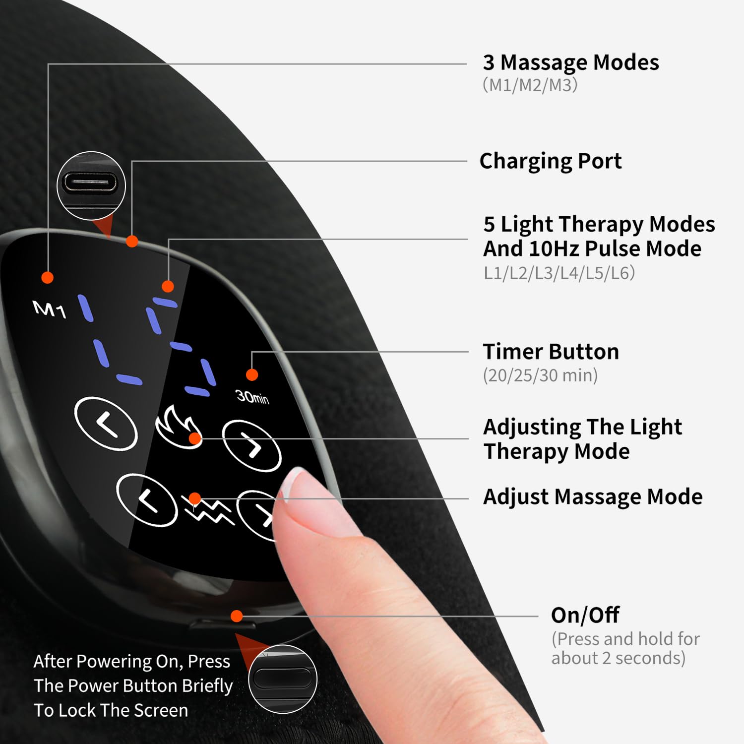Seenew controlador LCD táctil mostrando modos y temporizador