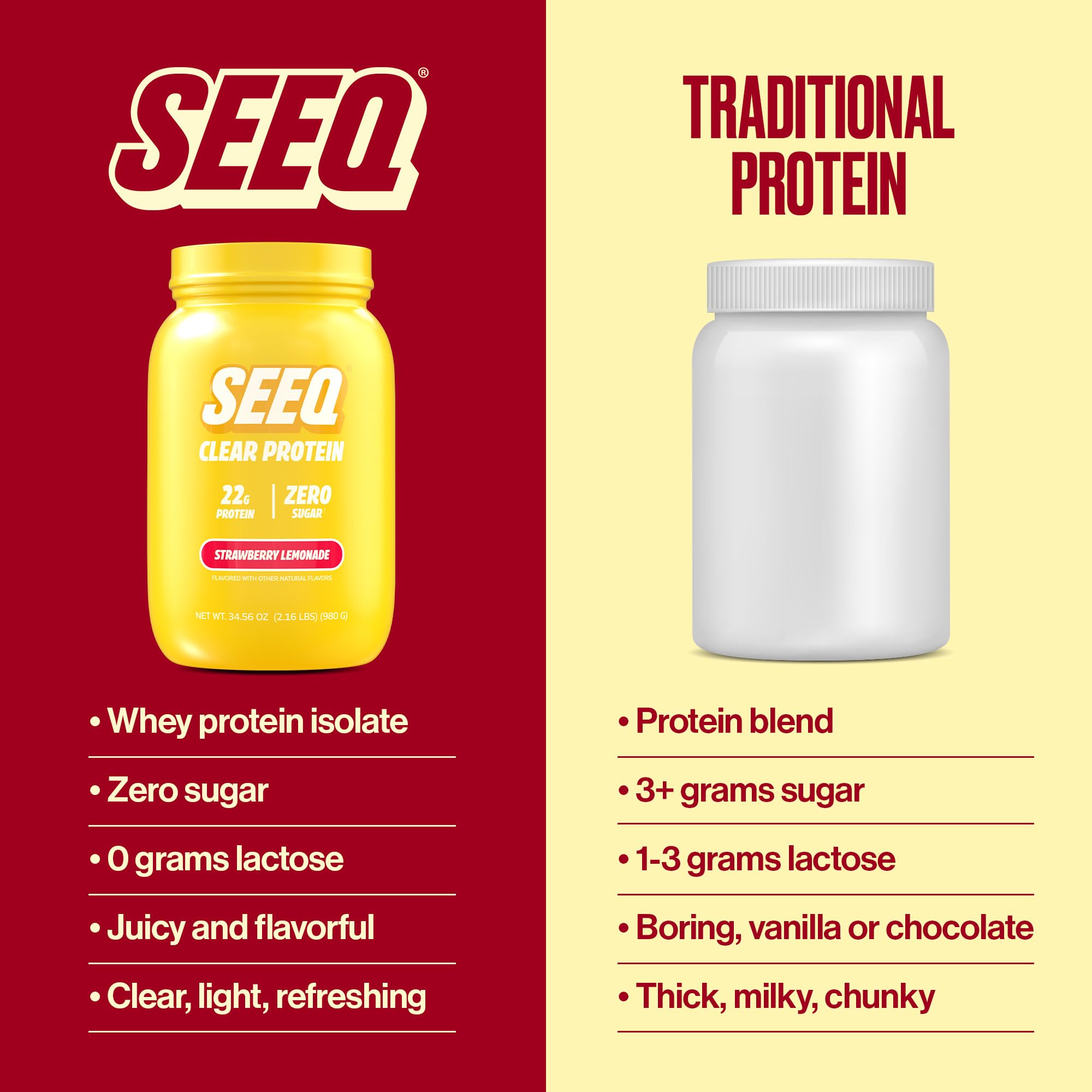 SEEQ vaso preparado translúcido fresa-limonada, refresca después del entrenamiento