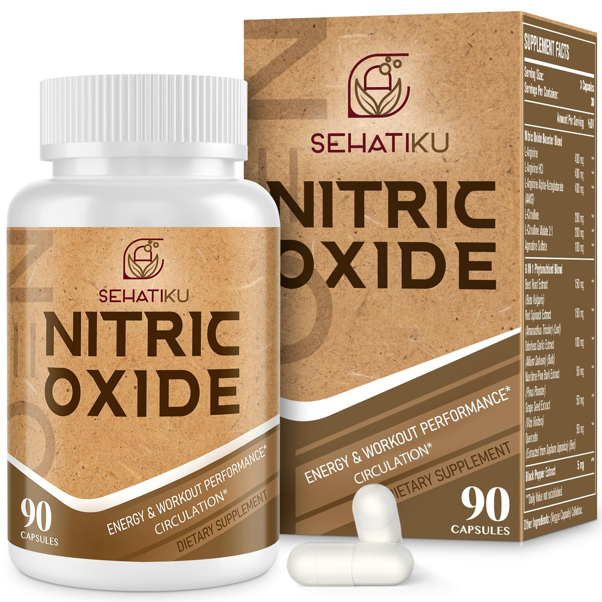 SehatiKu frasco frontal mostrando diseño y 90 cápsulas, apoyo de confianza