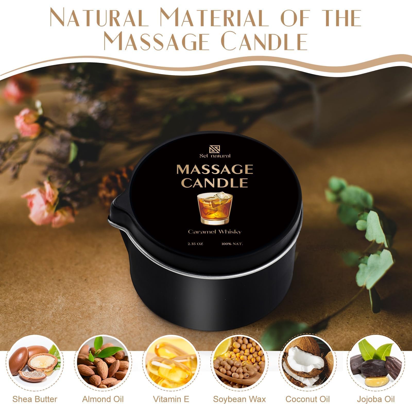 Sel Natural vela junto a mano para comparar tamaño y portabilidad útil