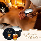 Sel Natural vela encendida vertiendo aceite tibio sobre espalda para masaje relajante