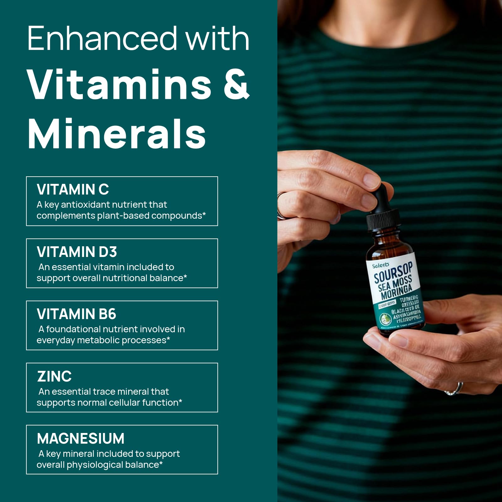 Selerb etiqueta enfocada en ingredientes y ventajas nutritivas
