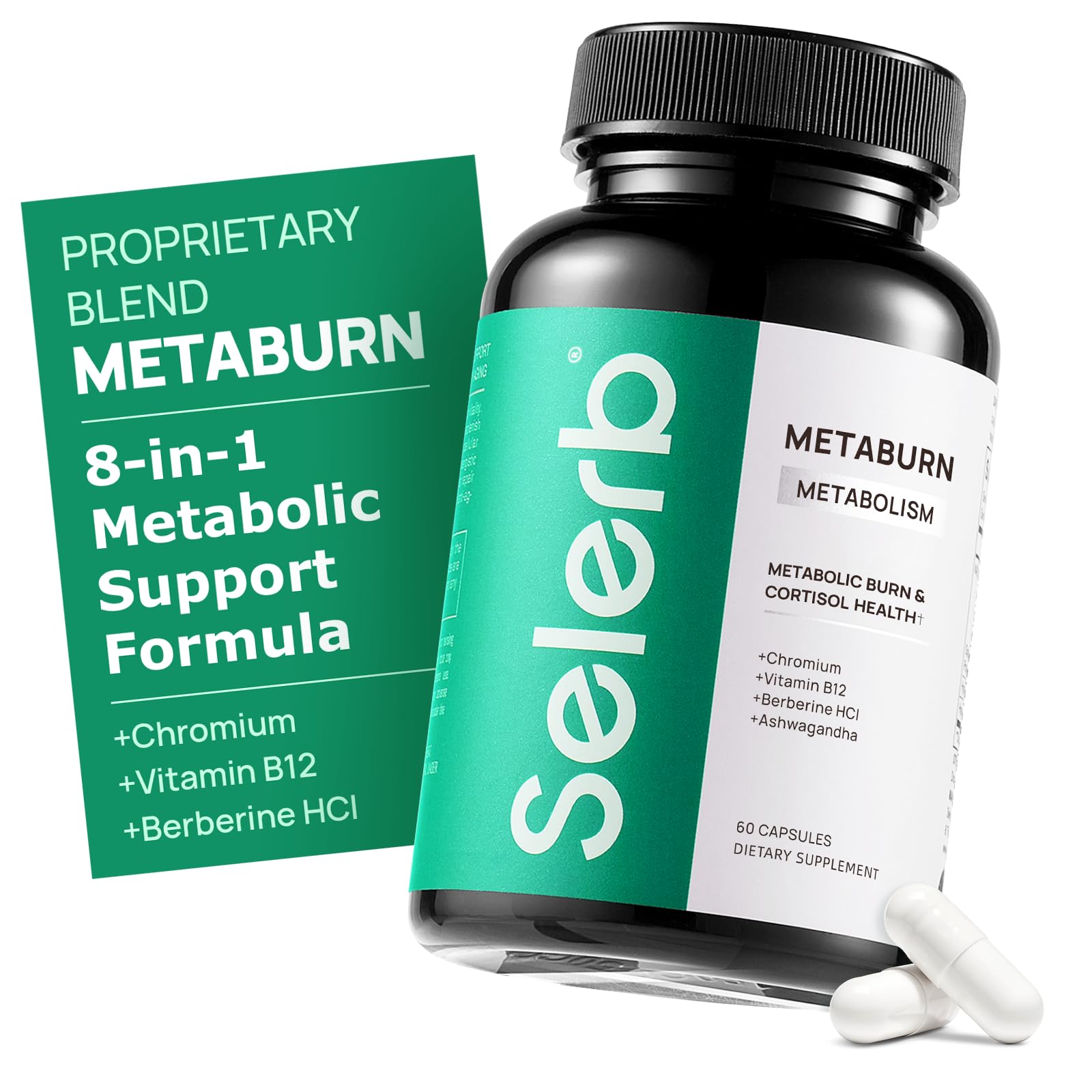 Selerb Metaburn frontal mostrando envase y beneficio control de apetito