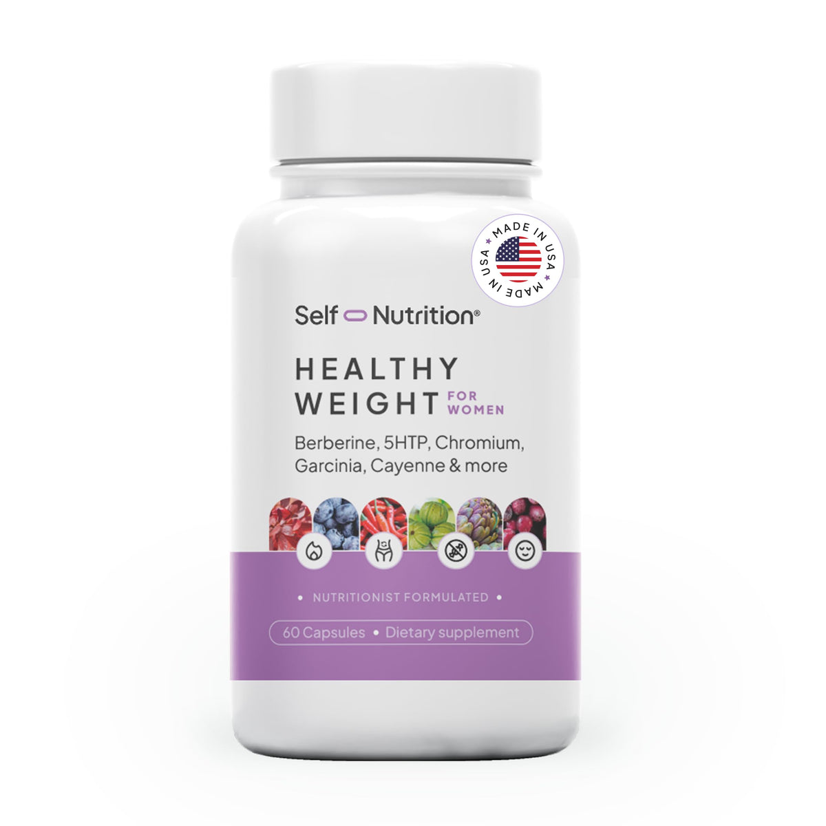 SELF NUTRITION frasco frontal mostrando cápsulas y diseño claro