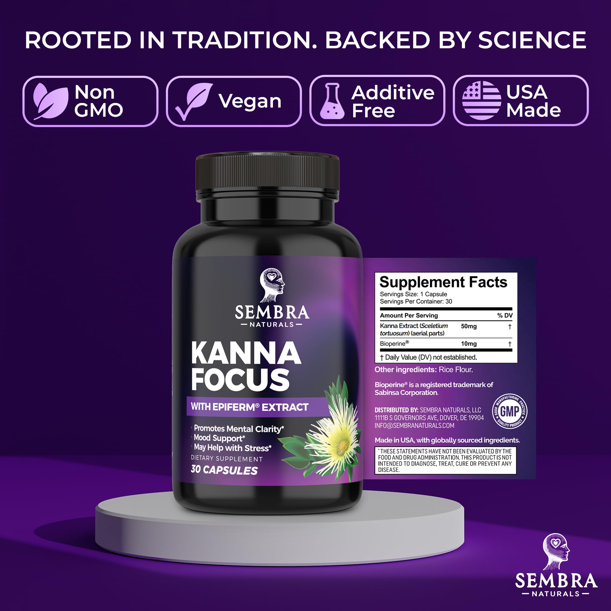 SEMBRA NATURALS cápsula junto a regla para comparación de tamaño real