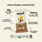 Send Bars ingredientes naturales visibles: cacahuate cacao y greens beneficiosos