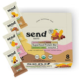 SEND Bars empaque frontal mostrando variedad y beneficios saludables