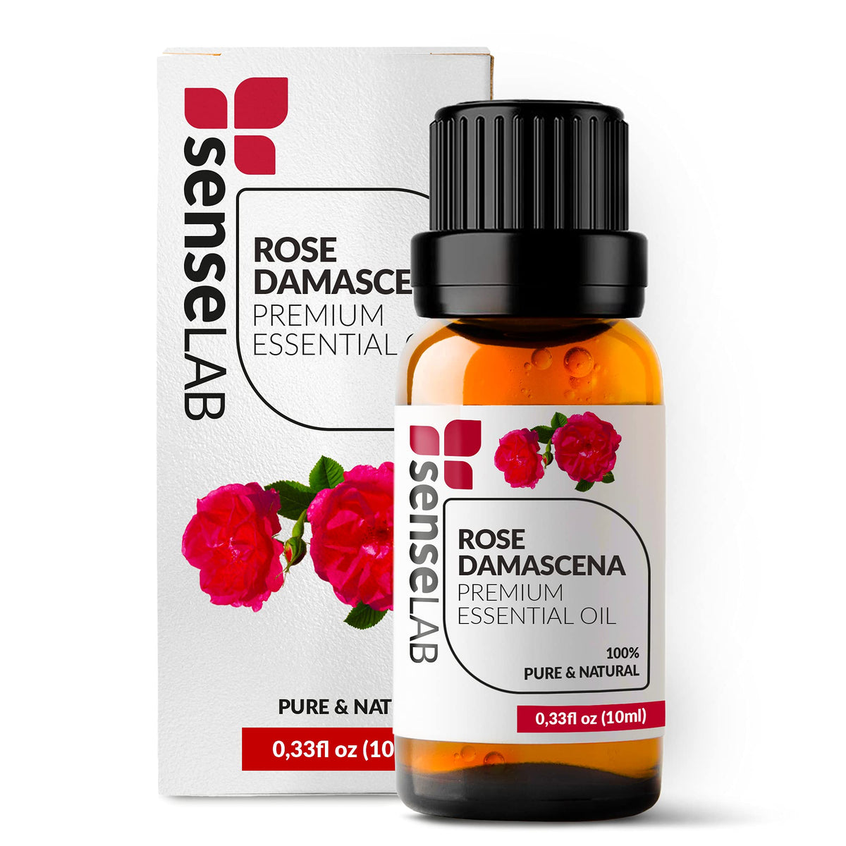SENSELAB frasco frontal mostrando aceite puro y control de calidad