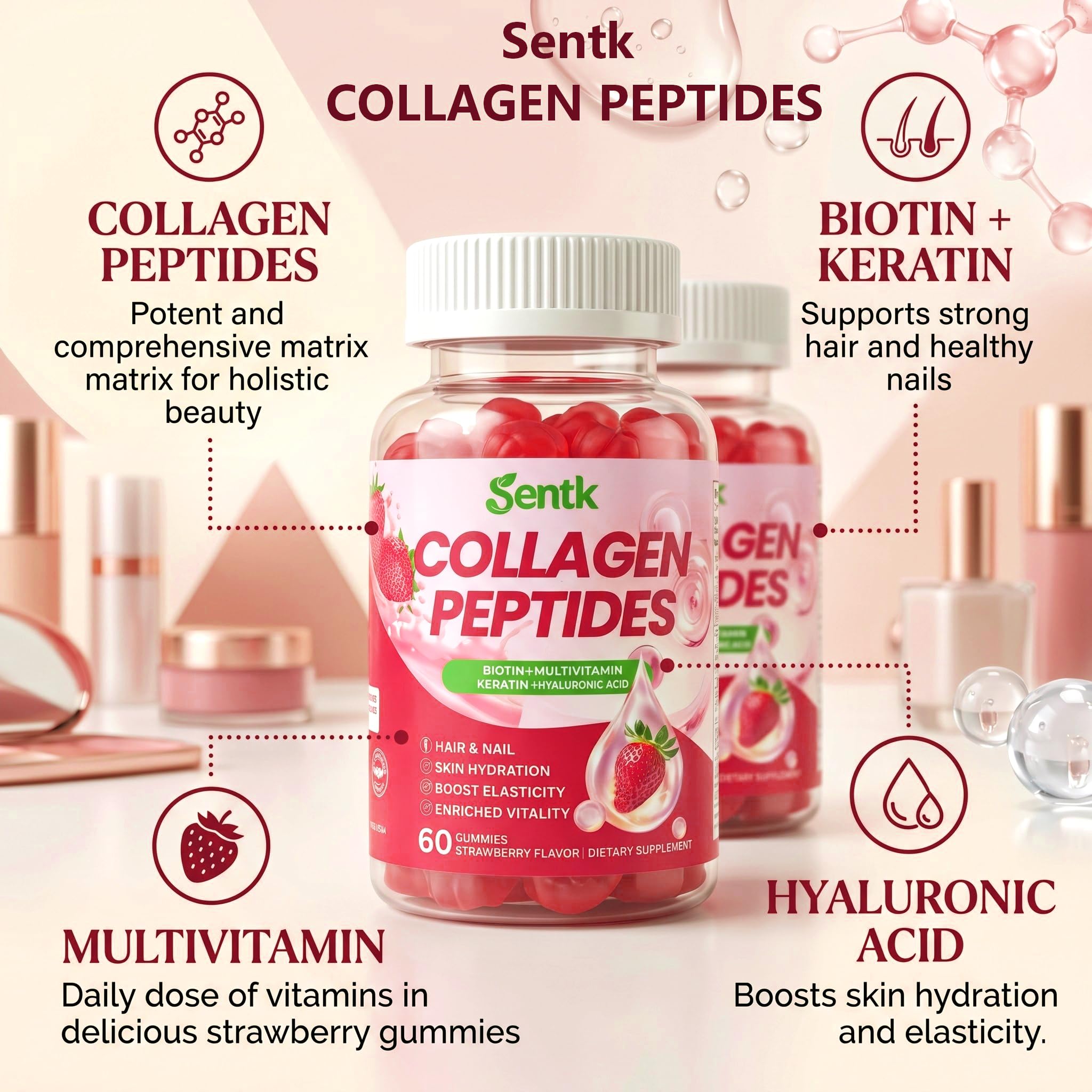 Sentk etiqueta con lista de ingredientes clave para transparencia y confianza