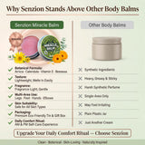 Senzion Miracle Balm detalle de la etiqueta que resalta ingredientes naturales