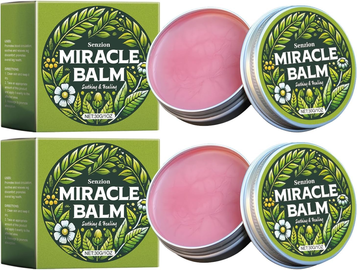 Senzion Miracle Balm vista frontal del envase mostrando presentación práctica y beneficios