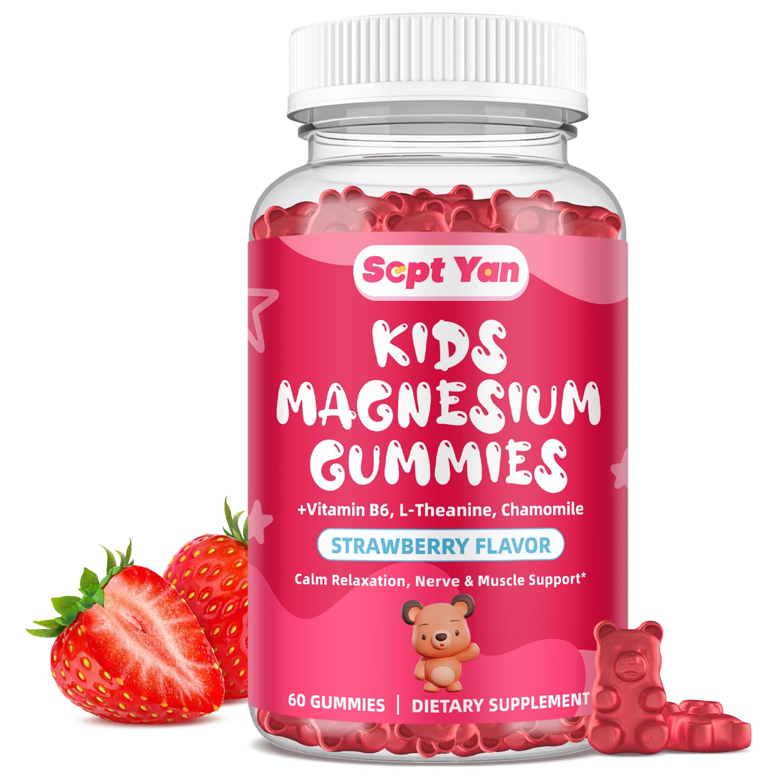 SEPT YAN envase frontal de gomitas magnesio, ventaja de dosificación clara