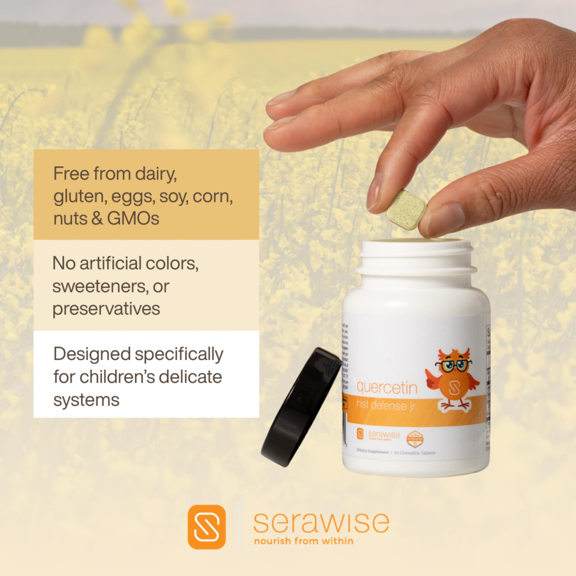 Serawise etiqueta nutricional en closeup con valores e ingredientes claros