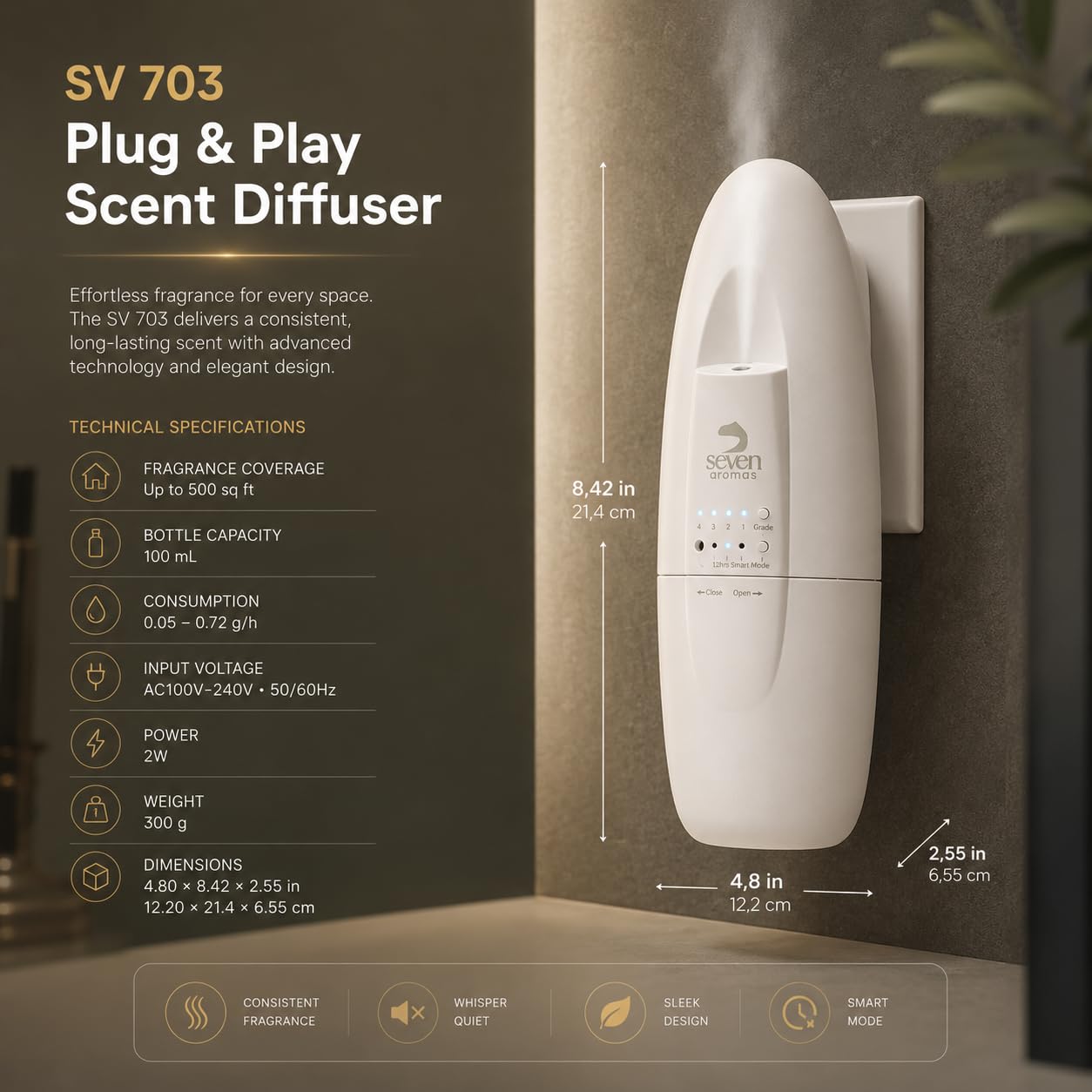 Seven Aromas acabado del material que evita manchas y facilita limpieza