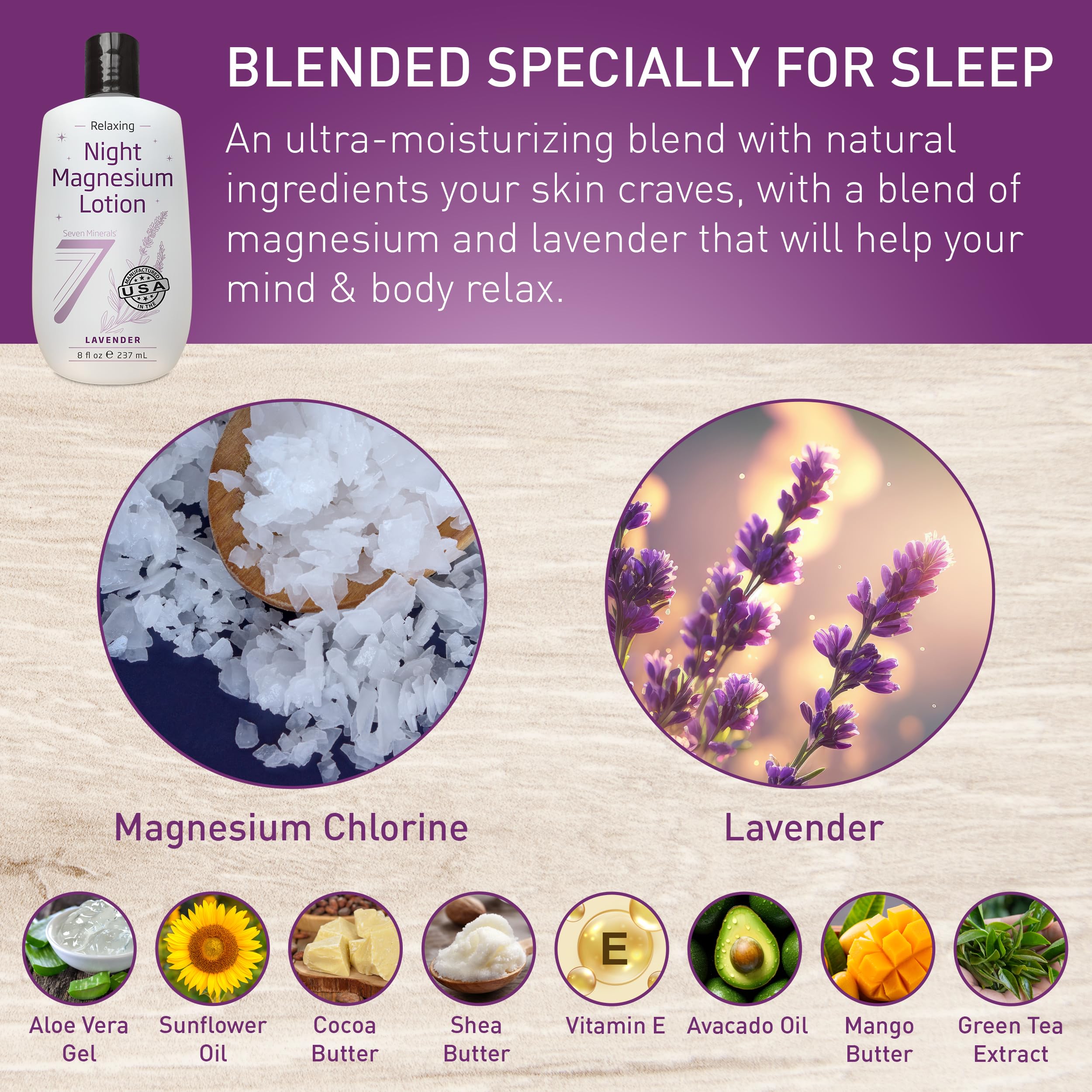 Seven Minerals envase 8 fl oz en comparación de tamaño y conveniencia