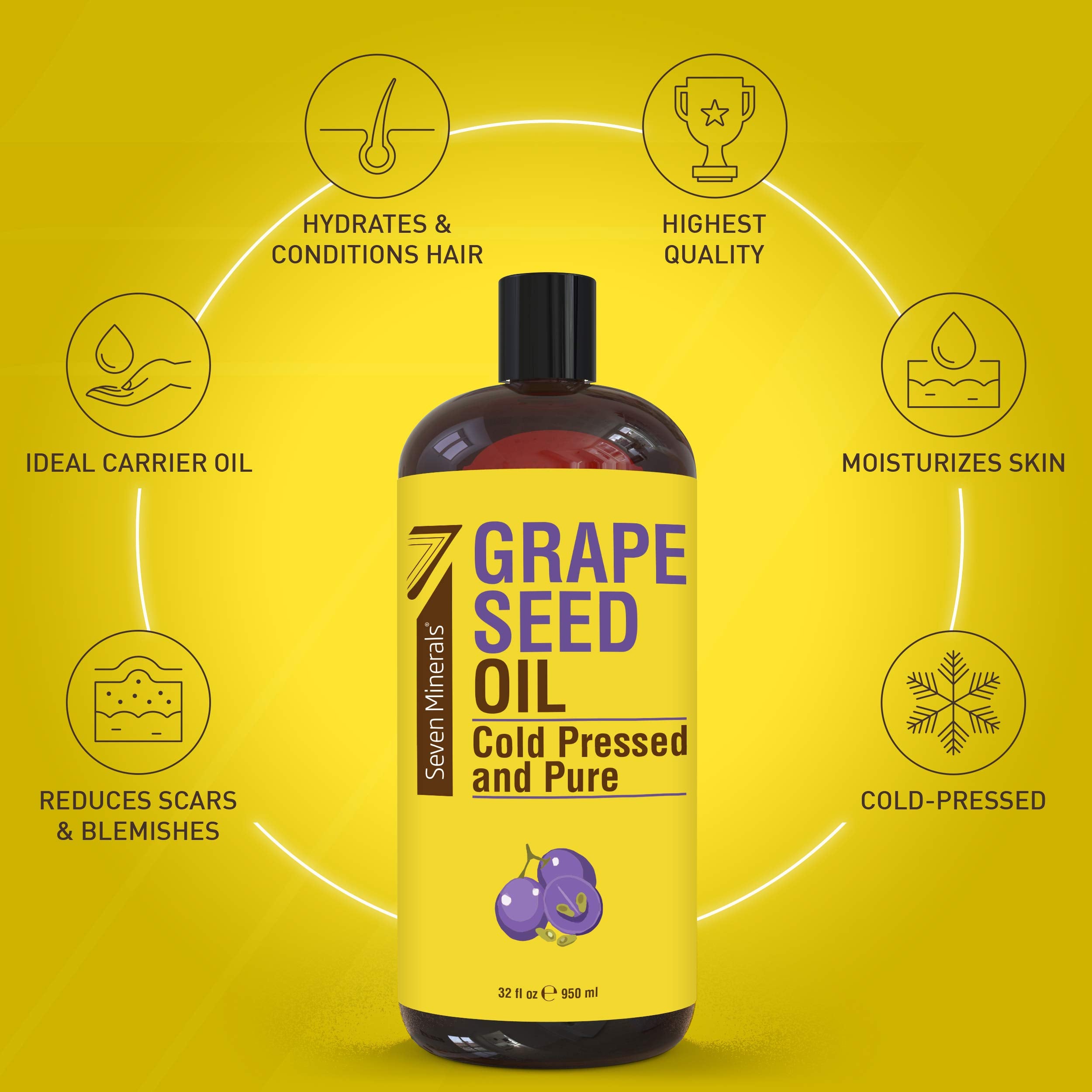Seven Minerals detalle de textura del aceite de semilla de uva, ligera y no grasosa