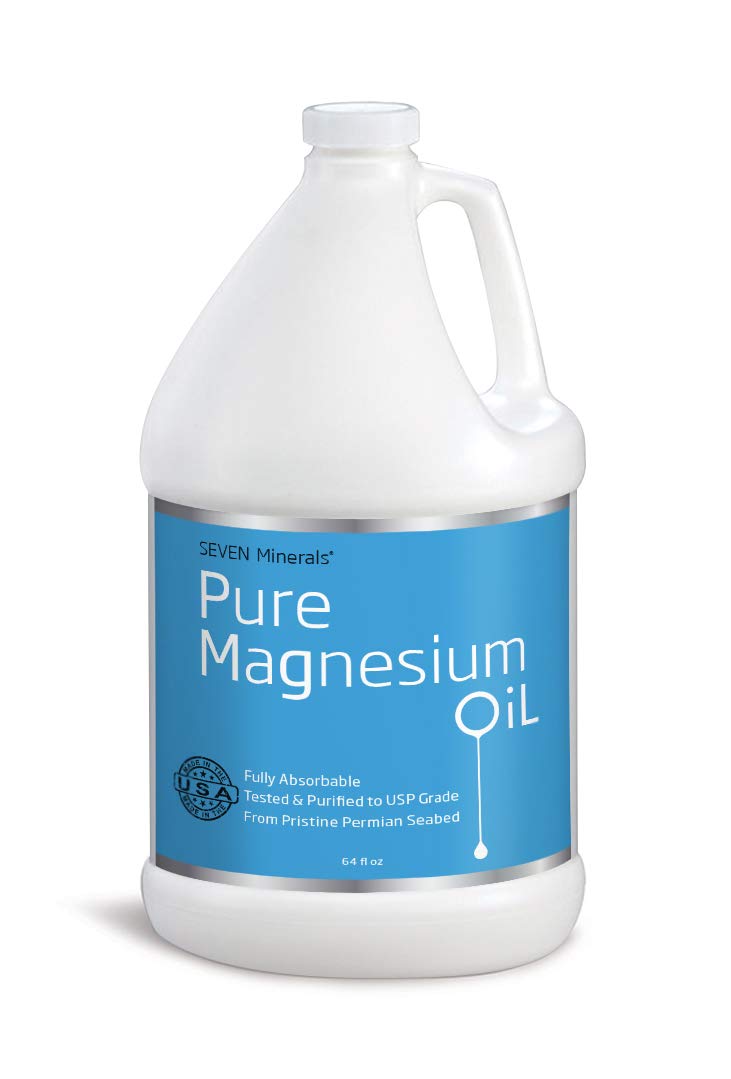Seven Minerals frasco delantero de 64 oz mostrando etiqueta y pureza