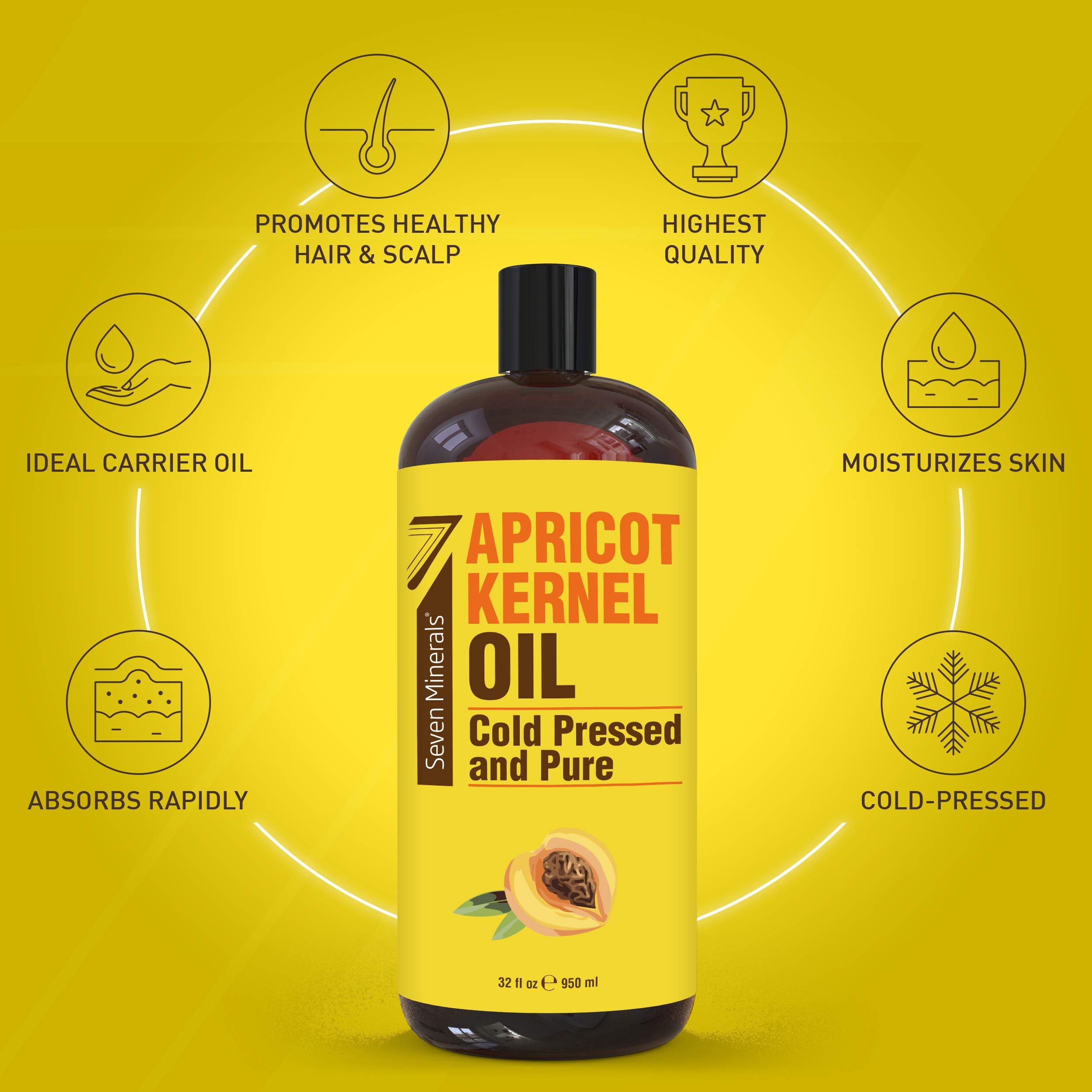 Seven Minerals textura del aceite de albaricoque prensado en frío para absorción ligera