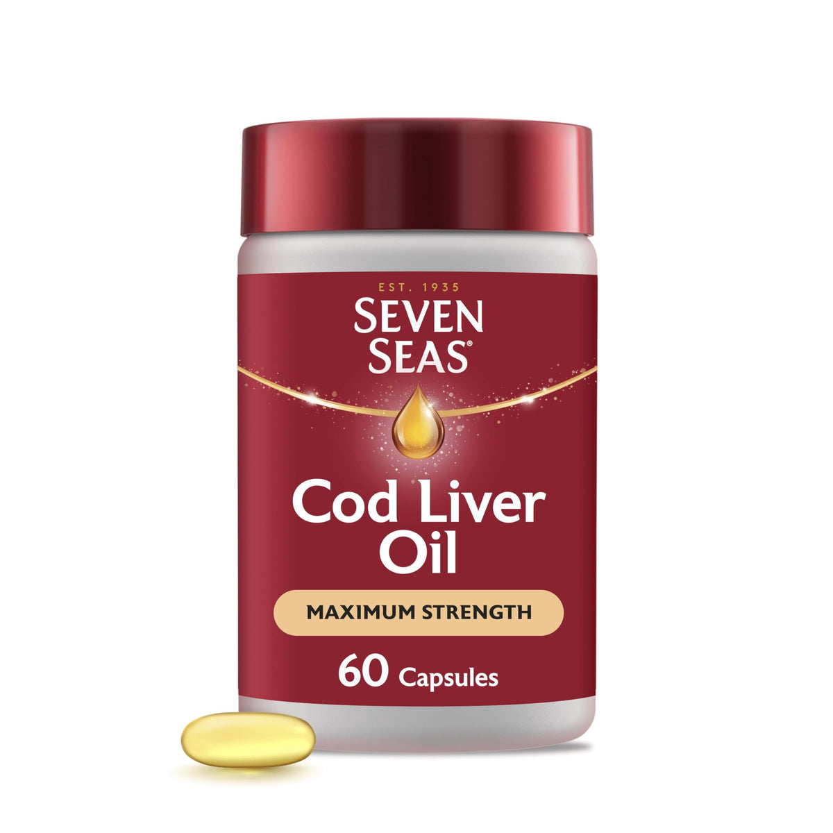 Sevenseas envase frontal mostrando 60 cápsulas y beneficios principales