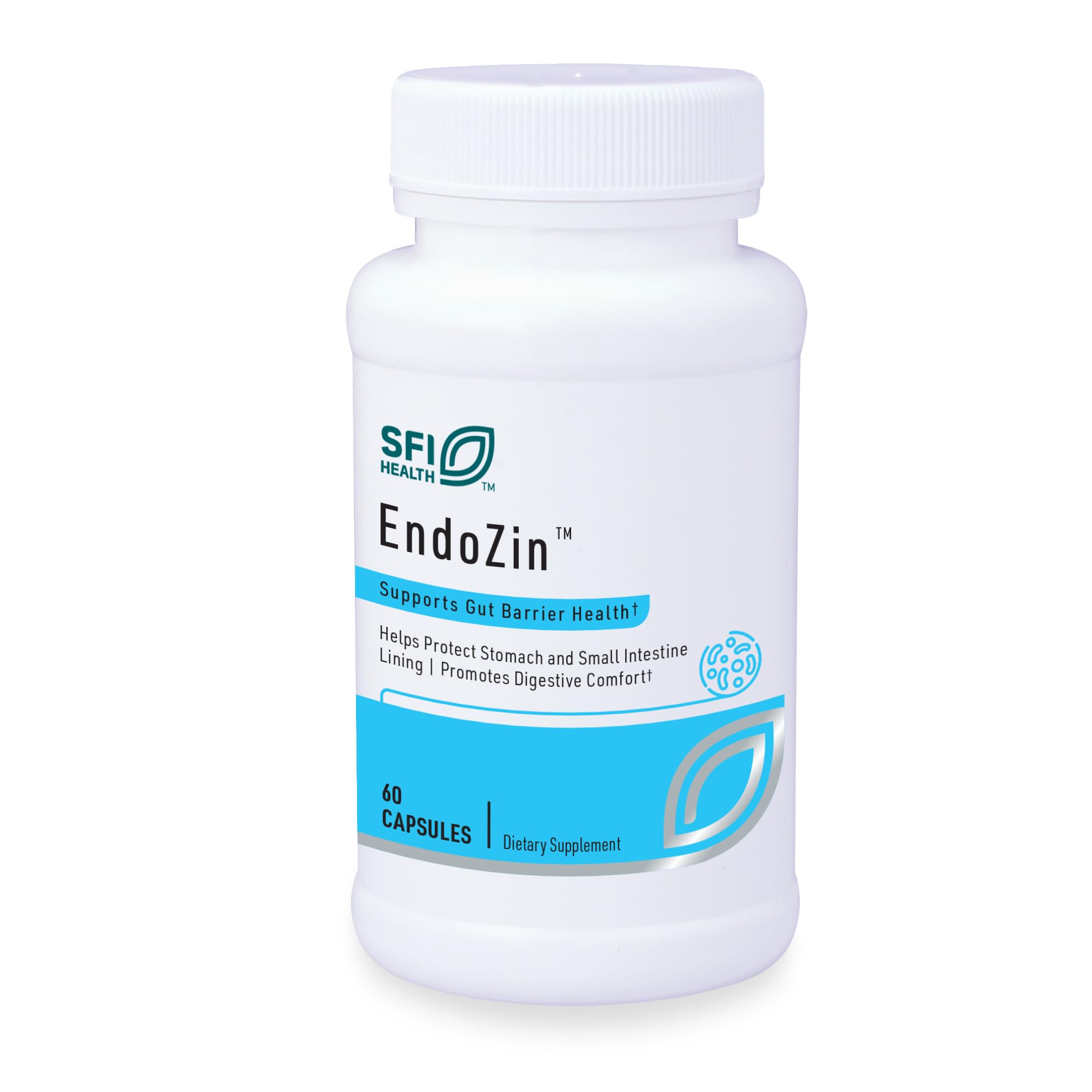 SFI Health Klaire Labs Endozin frasco frontal mostrando marca y beneficio digestivo