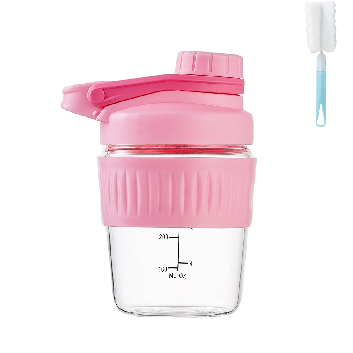 ShakeXpert vista frontal del shaker rosa con tapa segura y diseño compacto