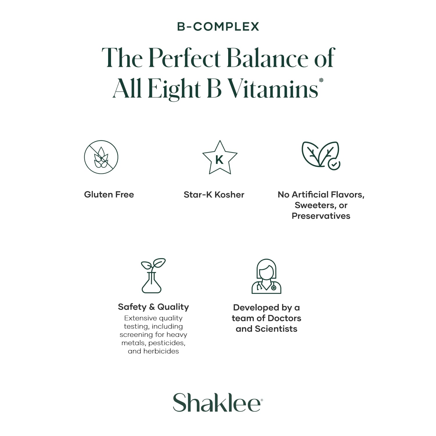 Shaklee B-Complex envase junto a una mano para comparar el tamaño real del producto