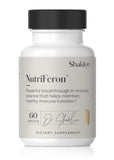 Shaklee NutriFeron frente del empaque mostrando 60 caplets y fácil almacenamiento