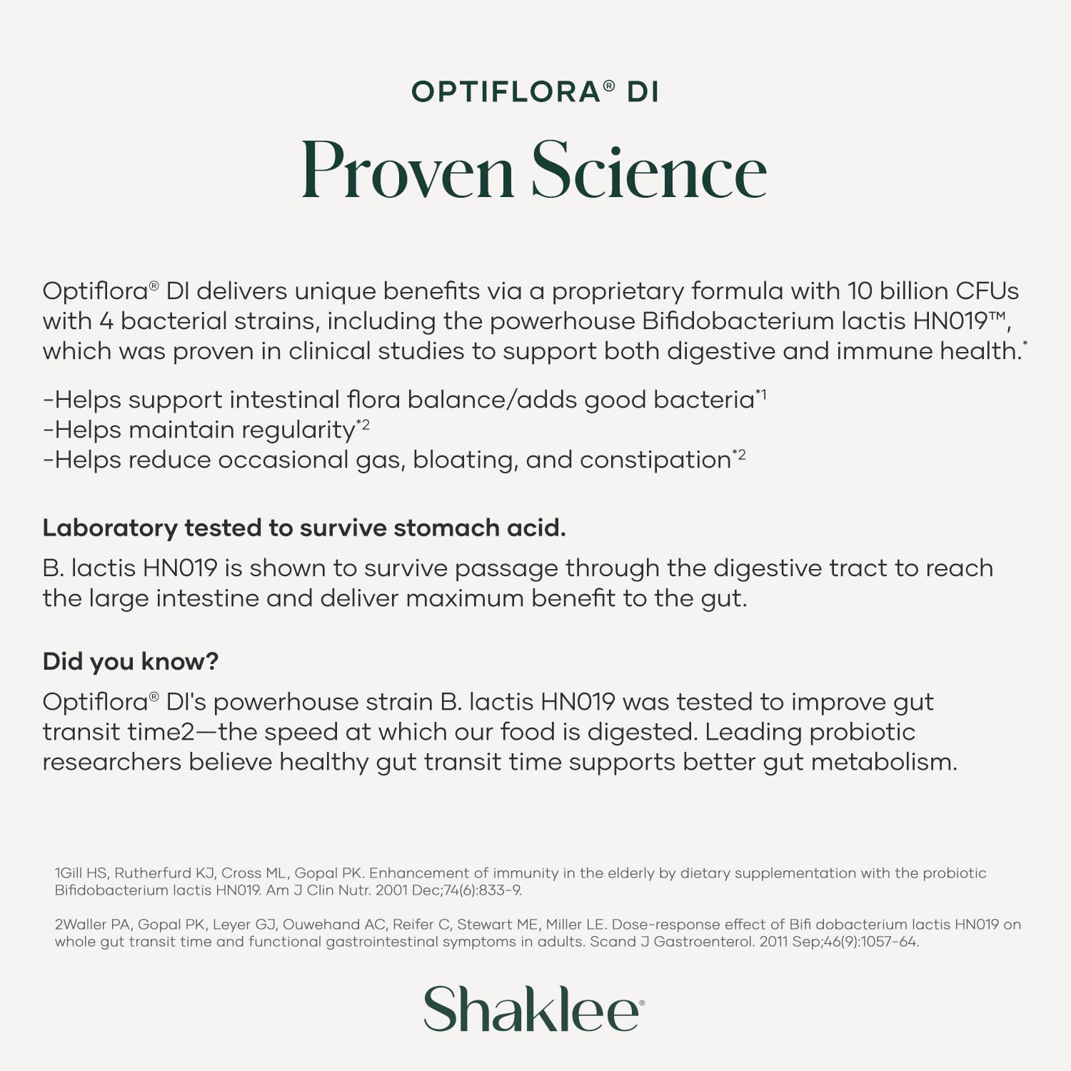 Shaklee Optiflora DI junto a frutas y fibra mostrando uso complementario