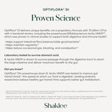 Shaklee Optiflora DI junto a frutas y fibra mostrando uso complementario