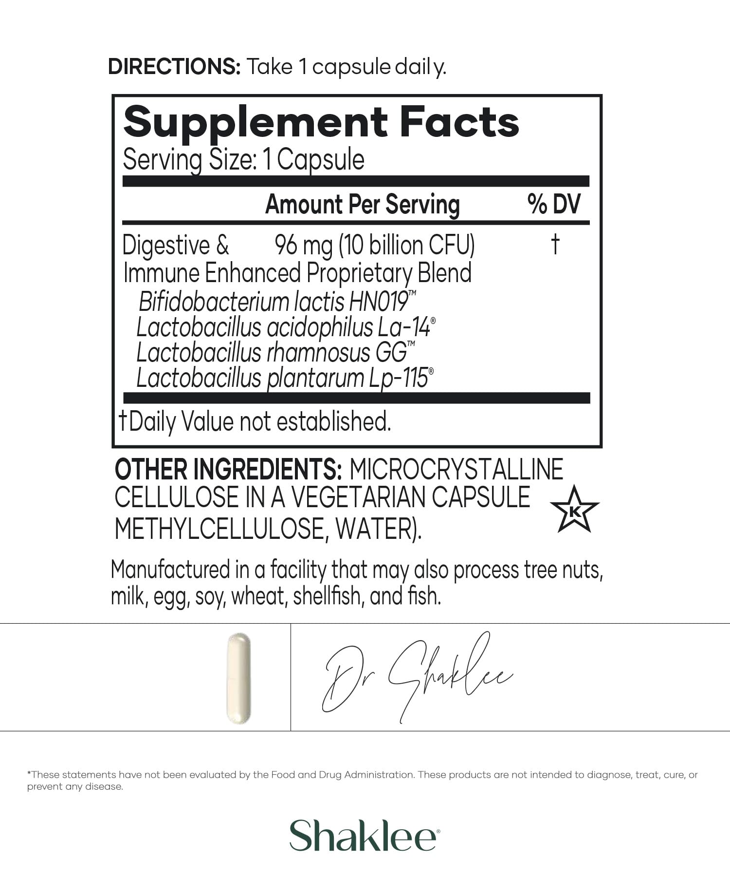 Shaklee interior de cápsula Optiflora DI con aspecto del contenido