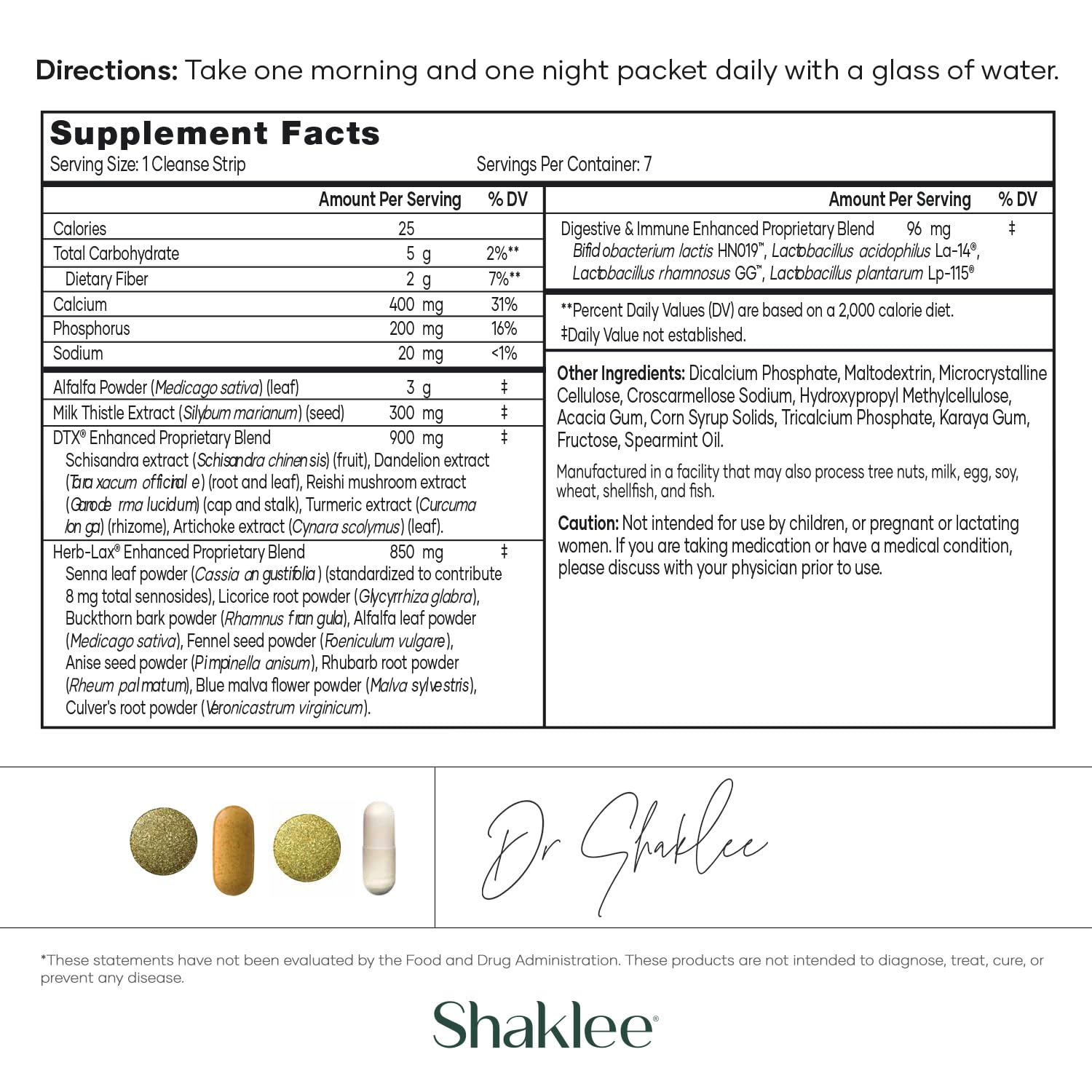Shaklee sobres diarios abiertos para mañana y noche que facilitan la toma diaria