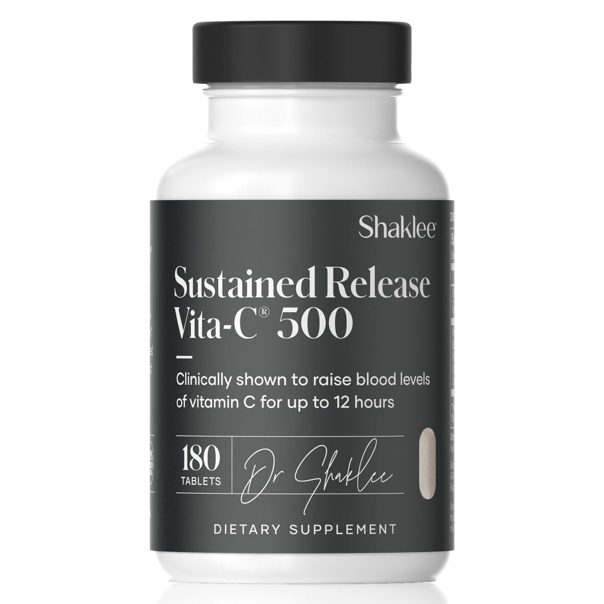 Shaklee vista frontal del empaque mostrando 180 tabletas y beneficios