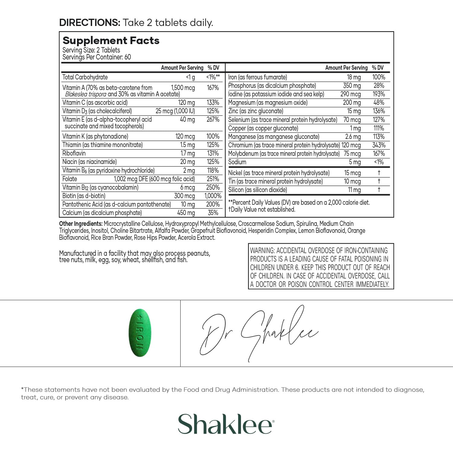 Shaklee Vita-Lea detalle de la etiqueta con ingredientes clave visibles