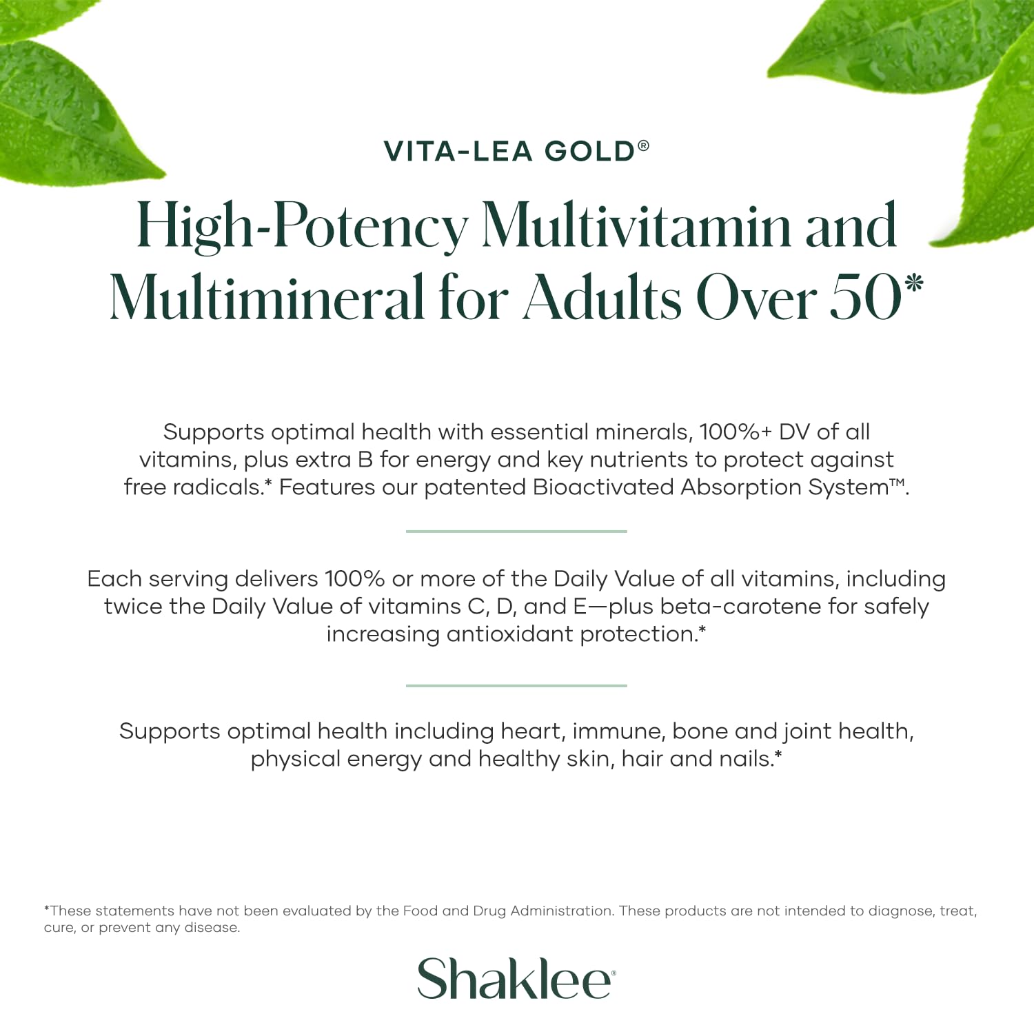 Shaklee Vita‑Lea Gold comparación de tamaño en escala para entender la dosificación