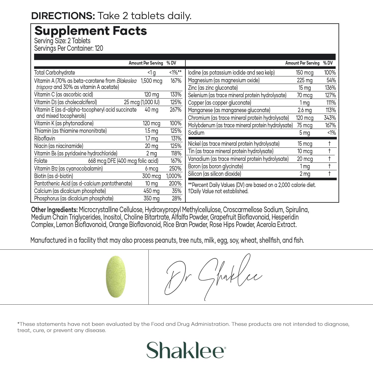 Botella abierta de Shaklee Vita-Lea Men con tabletas listas para uso