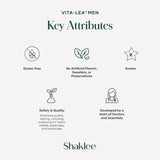 Etiqueta de ingredientes de Shaklee Vita-Lea Men mostrando composición clara