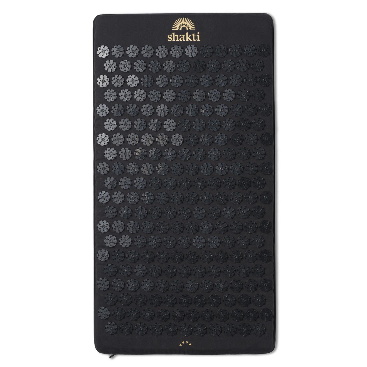 ShaktiMat frontal premium negra mostrando cobertura completa y confort