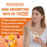 SHAPEINGIRL gomitas sobre bandeja con frutas resaltando sabor
